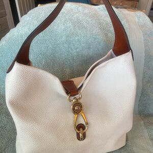 Dooney & Bourke White and Brown Hobo Bag
